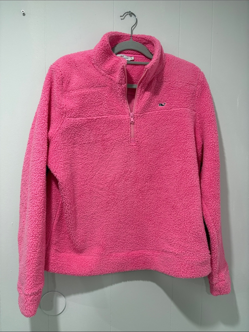 Vineyard Vines Hot Pink Sherpa Half-Zip Pullover